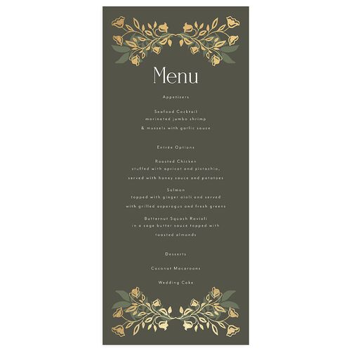 Rustic Nouveau Menus Gold Hunter Green Signature