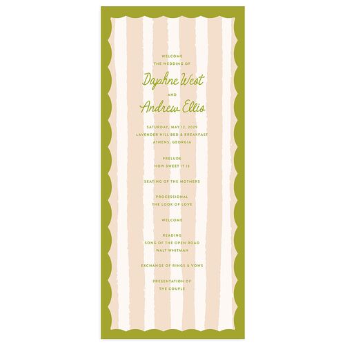 Eclectic Painted Stripes Wedding Programs Pear Signature