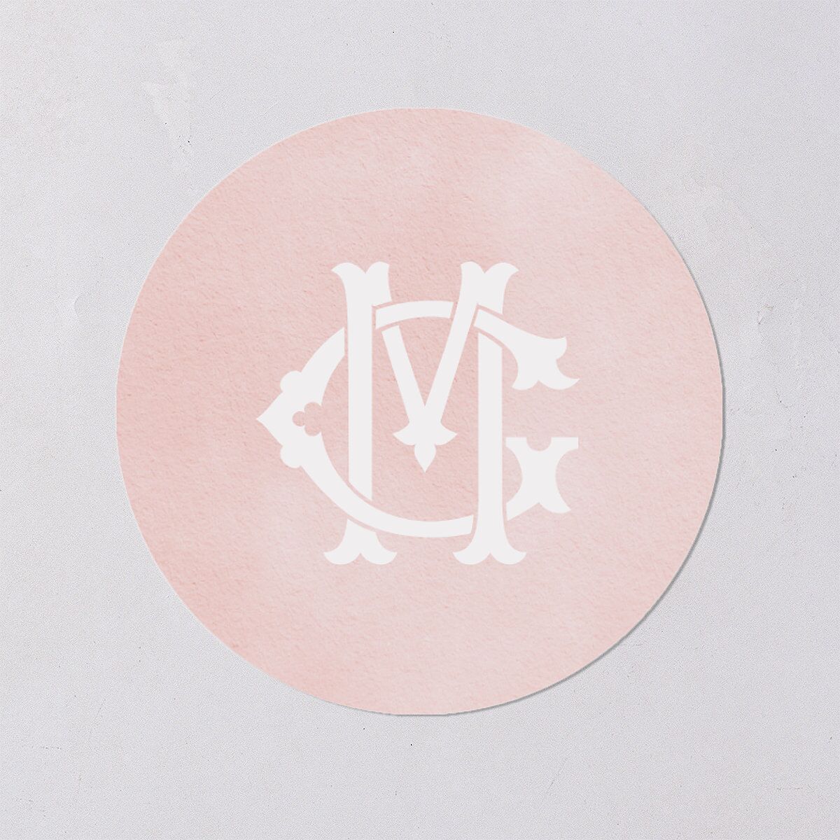 Maximalist Floral Crest Wedding Stickers Pink Cotton Circle