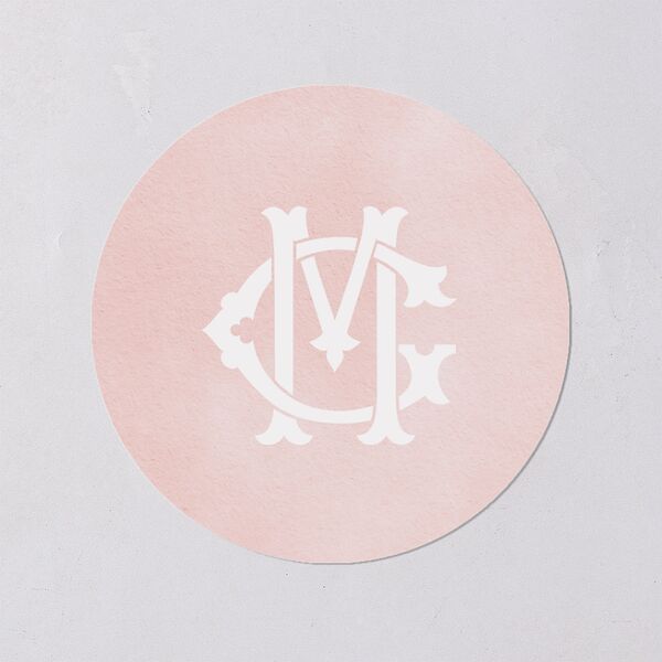 Maximalist Floral Crest Wedding Stickers Pink Cotton Circle