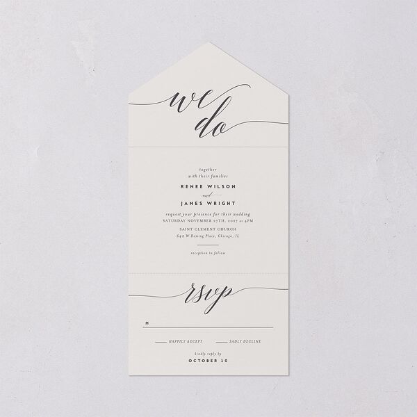 We Do All-in-One Wedding Invitations Medieval Grey Signature Light Both Recipient and Return Addresses No