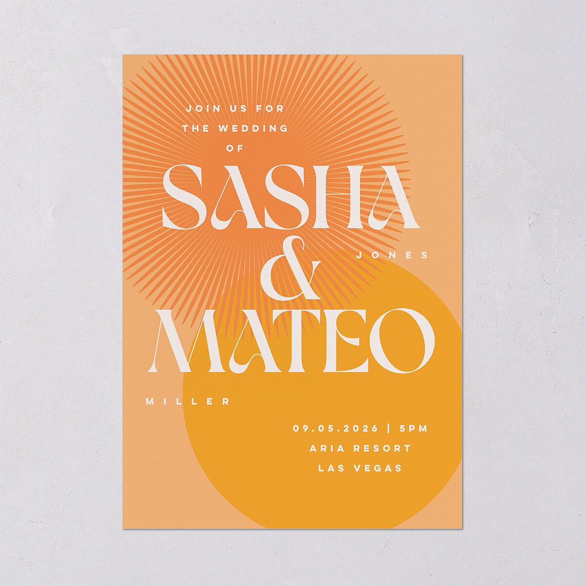 Retro Sunburst Wedding Invitations Pumpkin Signature Blank No Standard