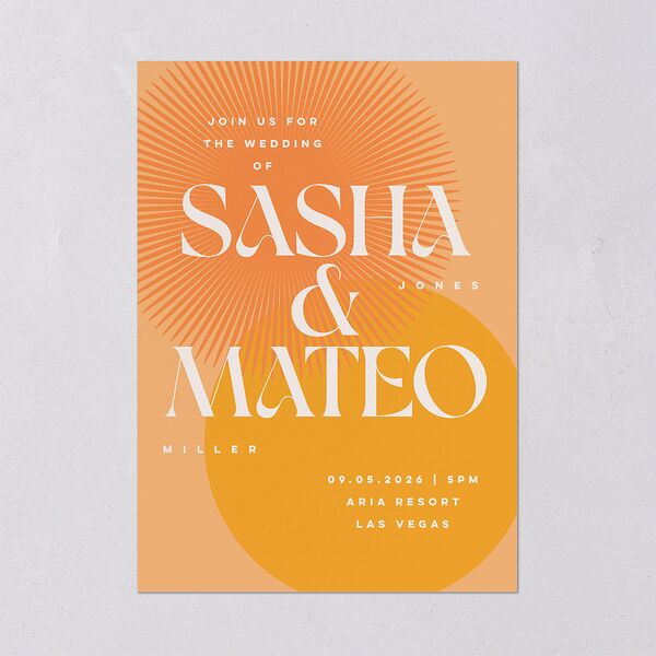 Retro Sunburst Wedding Invitations Pumpkin Signature Blank No Standard