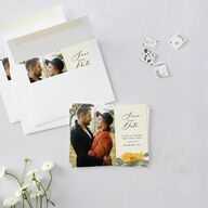 Sunflower Save the Date Petite Cards Cream Signature smooth Blank No Standard