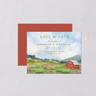 Western Barn Save the Date Petite Cards Red Clay Signature smooth Blank No