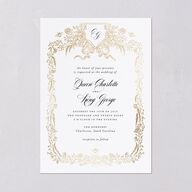 Rose Garden Crest Wedding Invitations by Bridgerton Gold Pure White Signature Blank No Standard