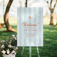 Cabana Stripes Bridal Shower Standard Welcome Sign Large Pastel Blue Standard Indoor Foam Core L Welcome