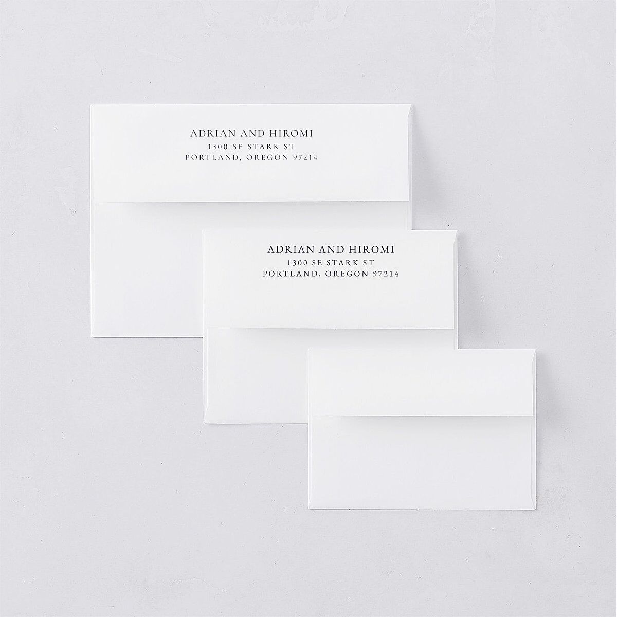 Layered Watercolor Wedding Invitation Envelopes White Navy Both Recipient and Return Addresses Standard Signature