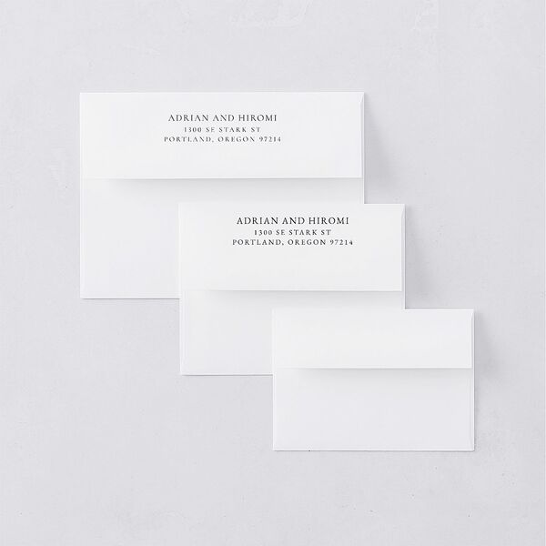 Layered Watercolor Wedding Invitation Envelopes White Navy Both Recipient and Return Addresses Standard Signature