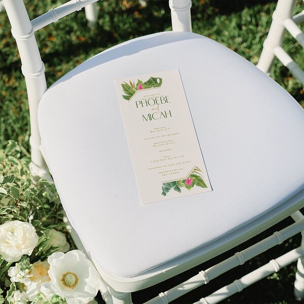 Hawaiian Tropical Monstera Frame Wedding Programs Scottish Green Signature
