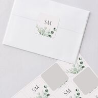 Timeless Floral Hoop Wedding Stickers Pure White Soft Square