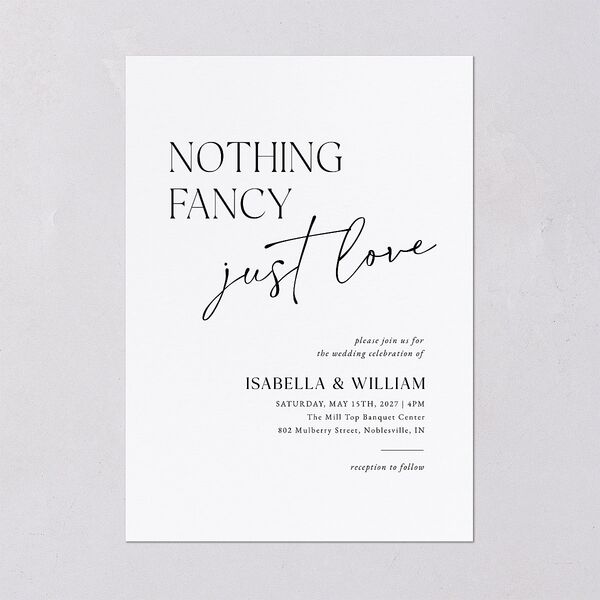 Nothing Fancy Wedding Invitations Pure White Signature Blank No Standard