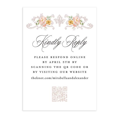 Elegant Floral Regency QR Code RSVP Cards Pink Cotton Signature Standard