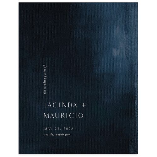 Modern Canvas Wedding Guest Book Dark Navy