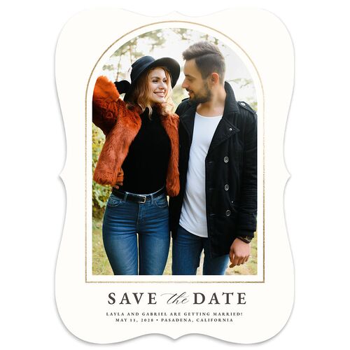 Floral Arch Foil Save The Date Cards Gold Rust Signature smooth Blank No Bracket