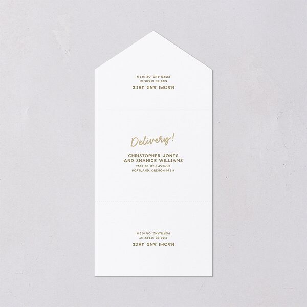 Color Pop Retro Photo All-in-One Wedding Invitations Sand Signature Light Both Recipient and Return Addresses No