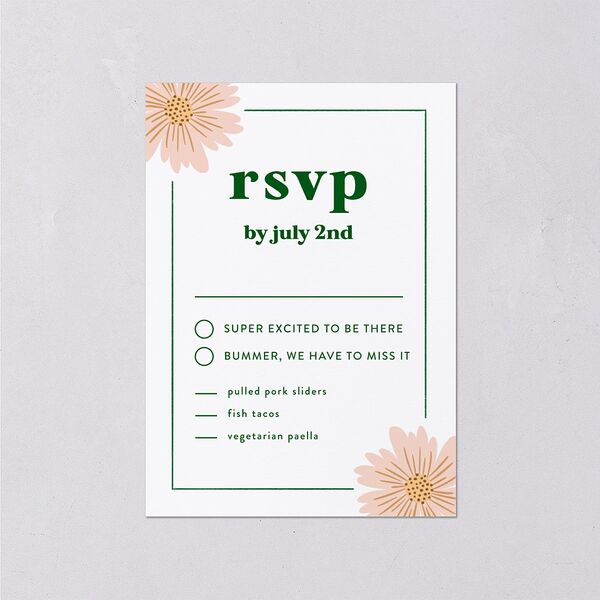 Retro Bloom Wedding Response Cards Scottish Green Signature Standard