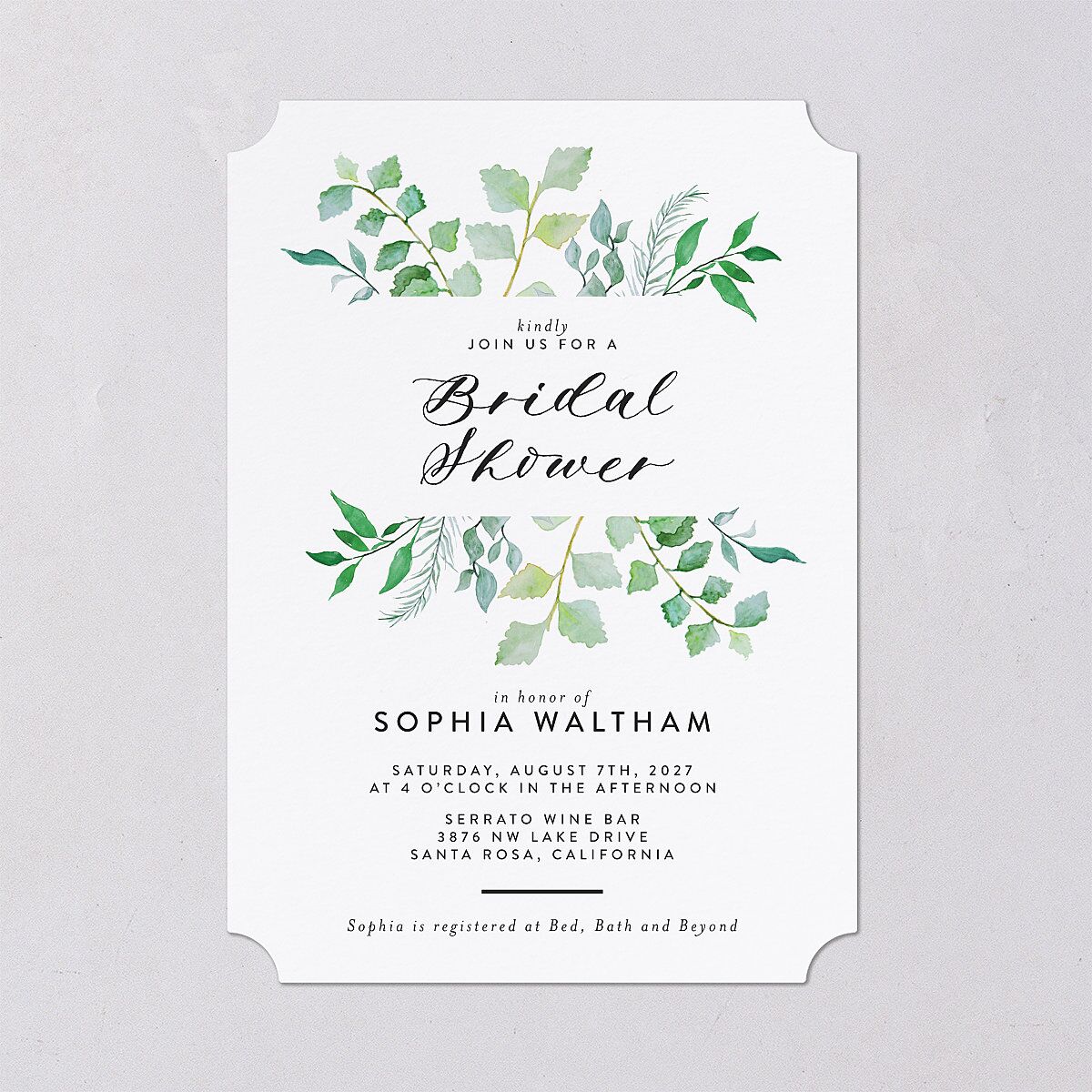 Leafy Ampersand Bridal Shower Invitations Eucalyptus Signature Blank