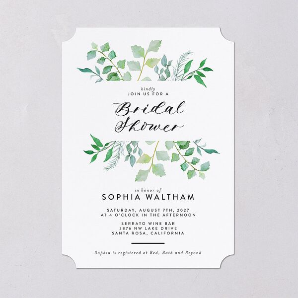Leafy Ampersand Bridal Shower Invitations Eucalyptus Signature Blank