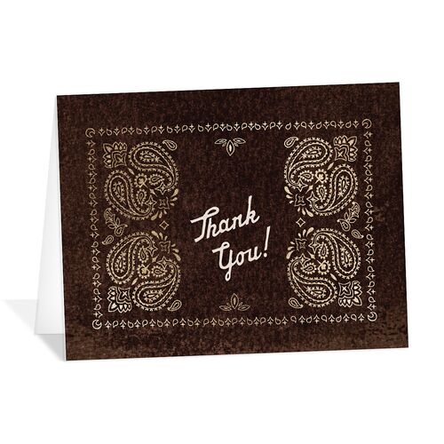 Classic Western Foil Thank You Cards Chocolate Gold