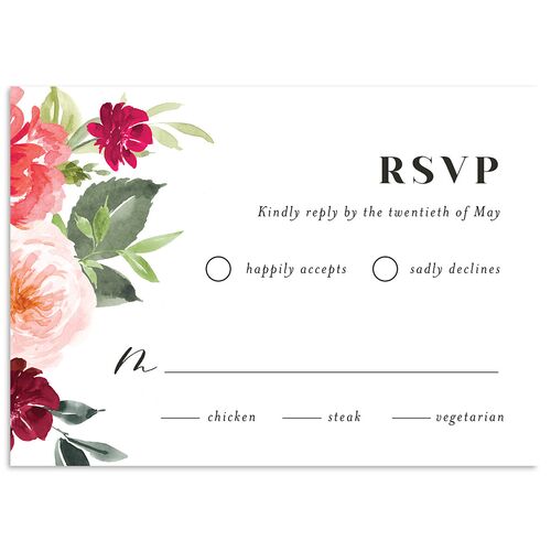 Vibrant Floral Wedding Response Cards Raspberry Signature