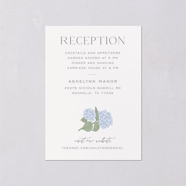 Vintage Hydrangea Frame Wedding Enclosure Cards Dusty Blue Signature Standard