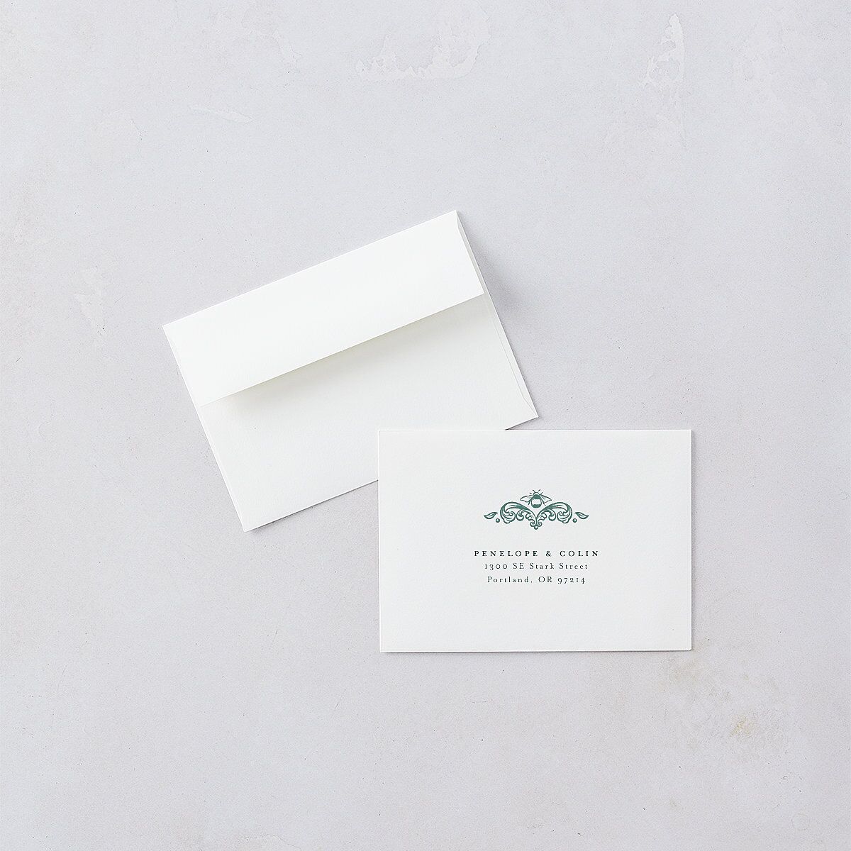 Glamorous Crown Monogram Crest Wedding Response Cards by Bridgerton Gold Deep Lake Signature Standard
