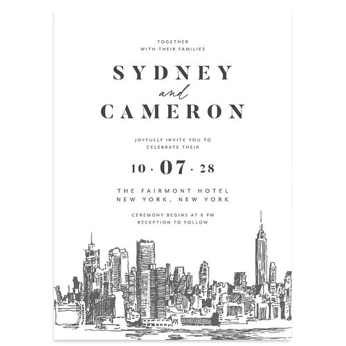Love in NYC Wedding Invitations Medieval Grey Signature Blank No Standard
