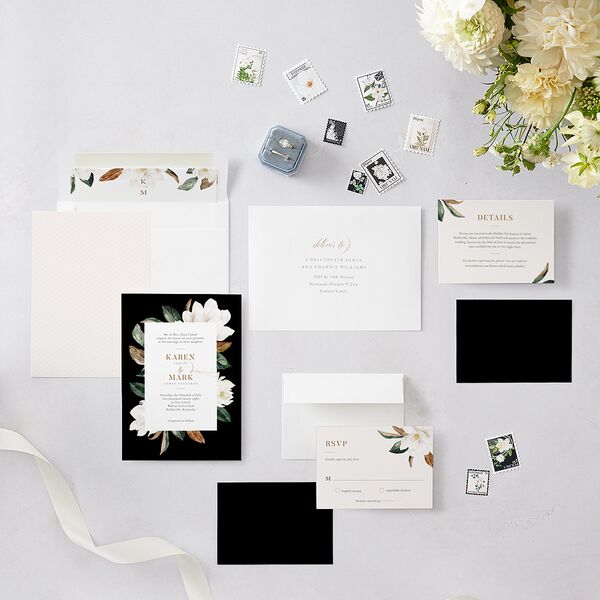 Southern Magnolia Wedding Invitations Midnight Signature Blank No Standard