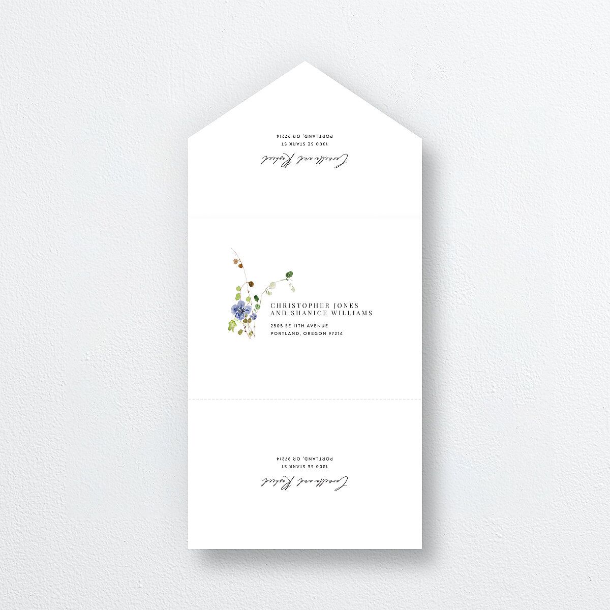 Delicate Wildflower All-in-One Wedding Invitations Pure White Signature Light Both Recipient and Return Addresses No