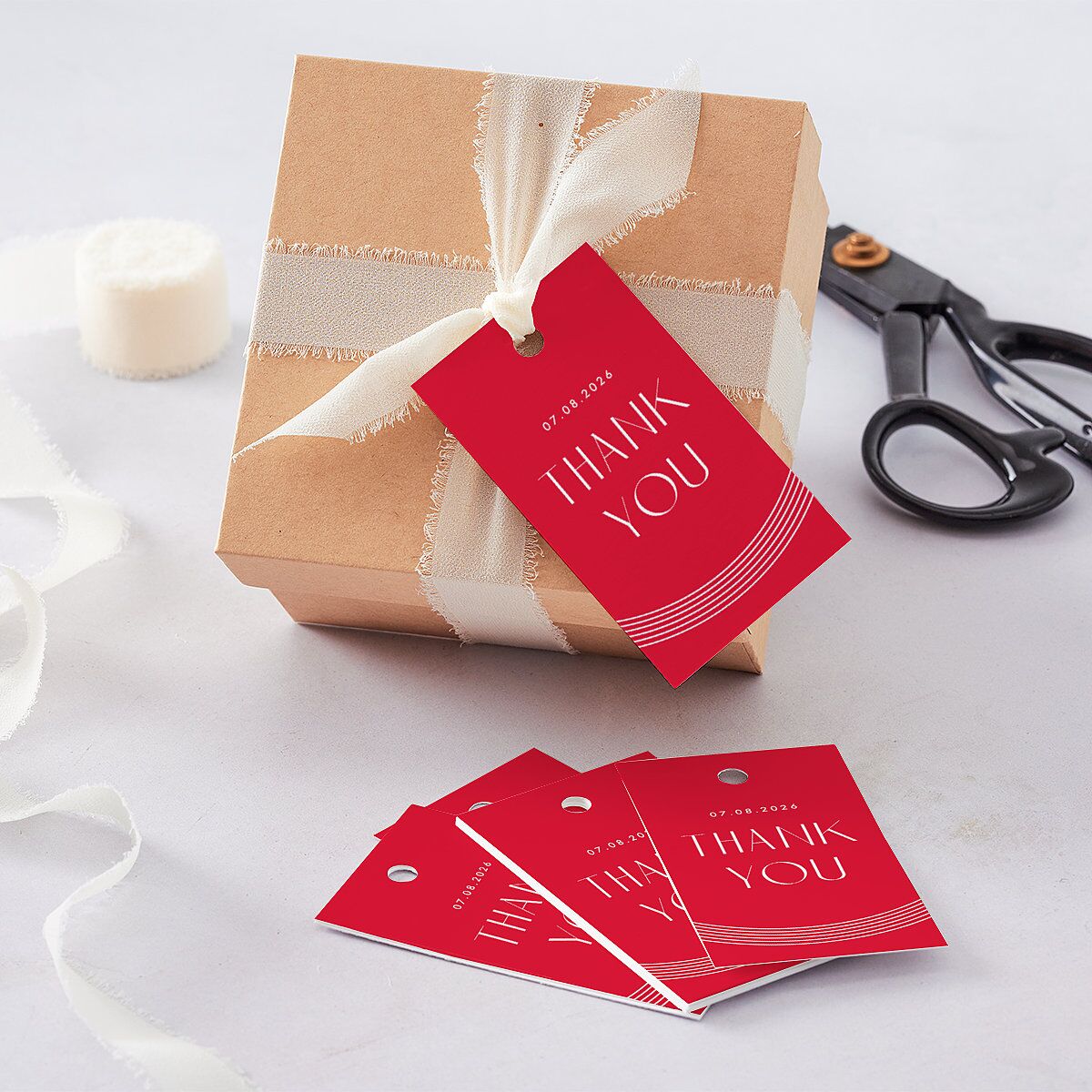 Chinese Lucky Circle Favor Gift Tags True Red Signature