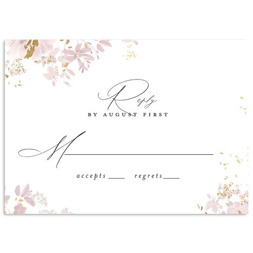 Monochrome Blooms Wedding Response Cards Gold Pink Cotton Signature Standard