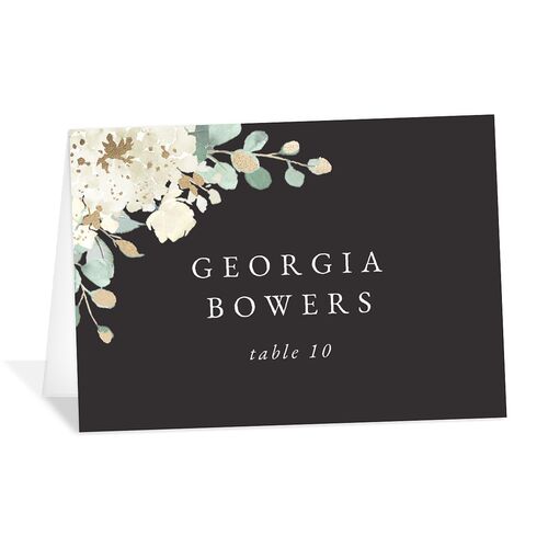 Gilded Hydrangea Place Cards Gold Charcoal Signature