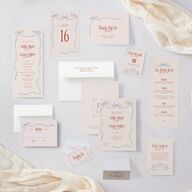 Modern Delicate Bows QR Code RSVP Cards Jewel Red Signature Standard