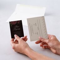 Dark Gothic Roses QR Code RSVP Cards Burgundy Signature Standard