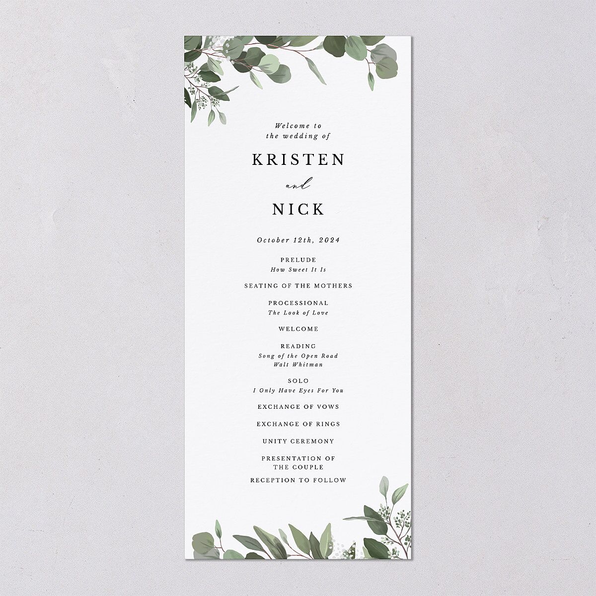 Eucalyptus Frame Wedding Programs — view 7