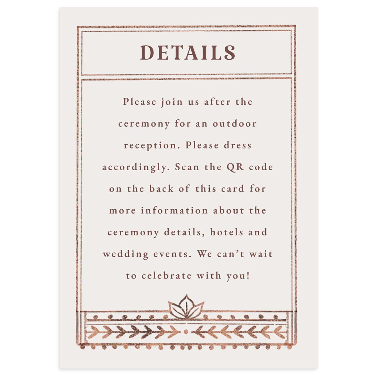 Painted Henna Wedding Enclosure Cards