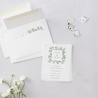Delicate Greenery Save the Date Petite Cards Pure White Signature smooth Blank No Standard