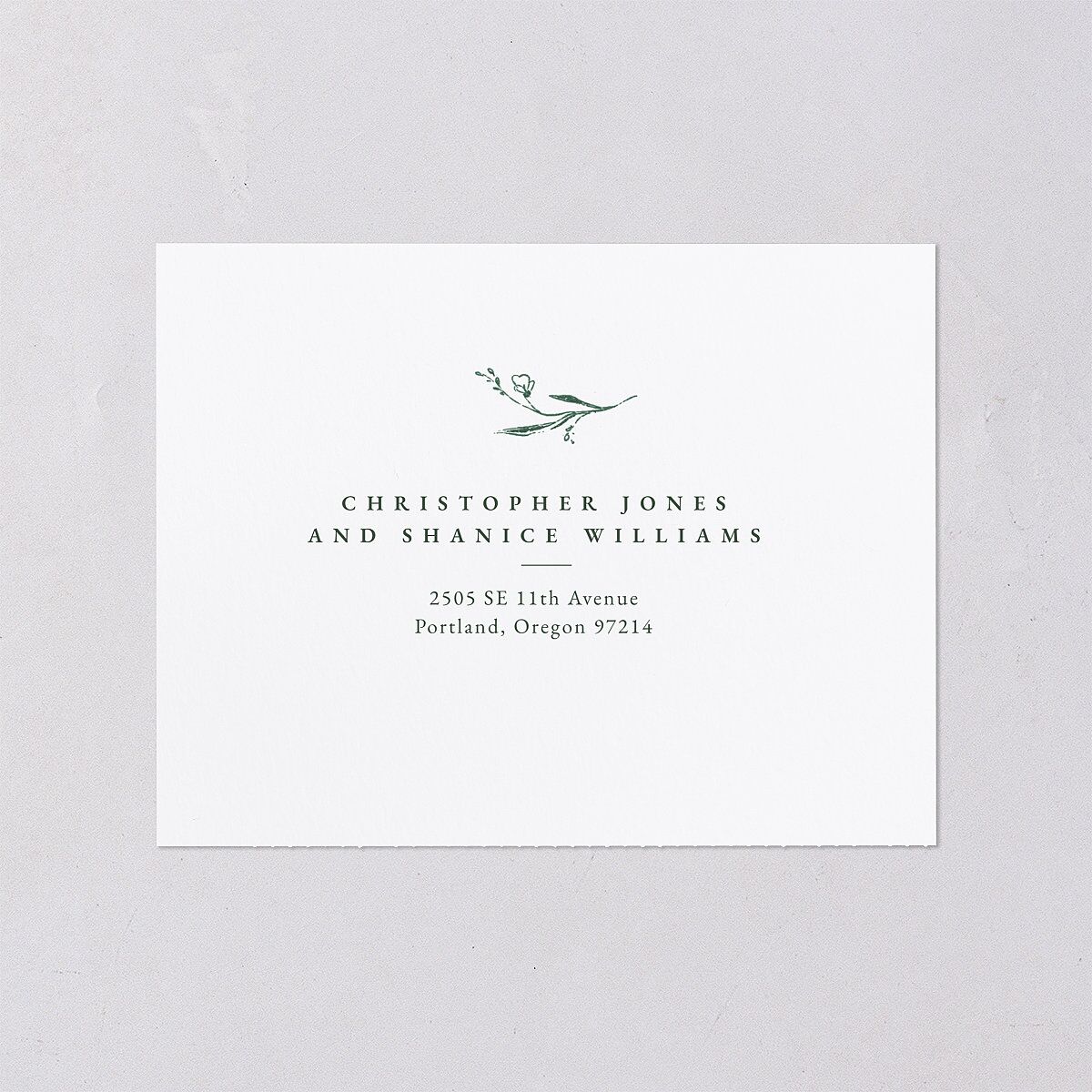 Illustrated Vines All-in-One Wedding Invitations Hunter Green Signature Light Both Recipient and Return Addresses No