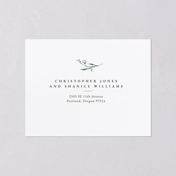 Illustrated Vines All-in-One Wedding Invitations Hunter Green Signature Light Both Recipient and Return Addresses No