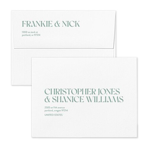 Checked Save the Date Petite Card Envelopes White Pool Both Recipient and Return Addresses Signature Standard