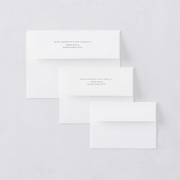 Rose Garden Crest Response Card Envelopes by Bridgerton White Dark Emerald Return Address Signature Standard