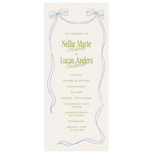Modern Delicate Bows Wedding Programs Peridot Signature