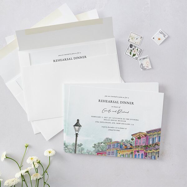 New Orleans Rehearsal Dinner Invitations Dark Night Signature Blank