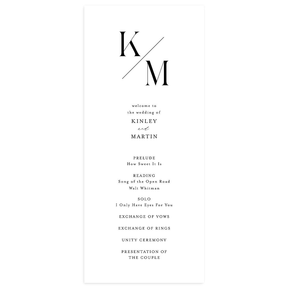 Monogram Slant Wedding Programs