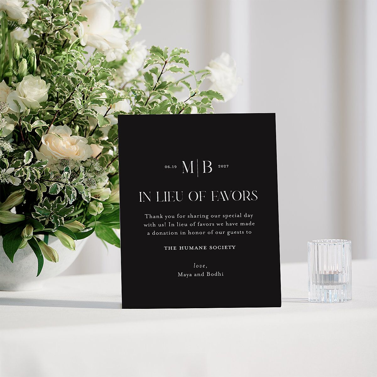 Monogram Portrait Favor Bended Tabletop Sign X-small Midnight Standard Plastic XS Tabletop Favor