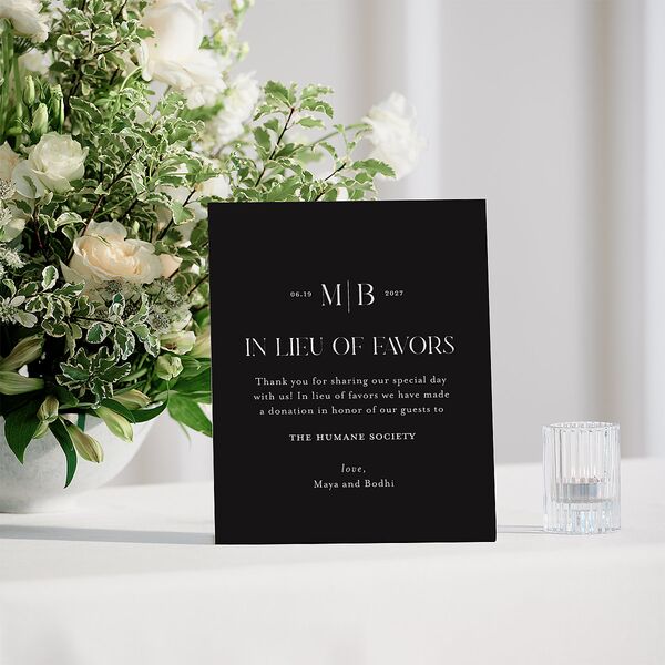 Monogram Portrait Favor Bended Tabletop Sign X-small Midnight Standard Plastic XS Tabletop Favor