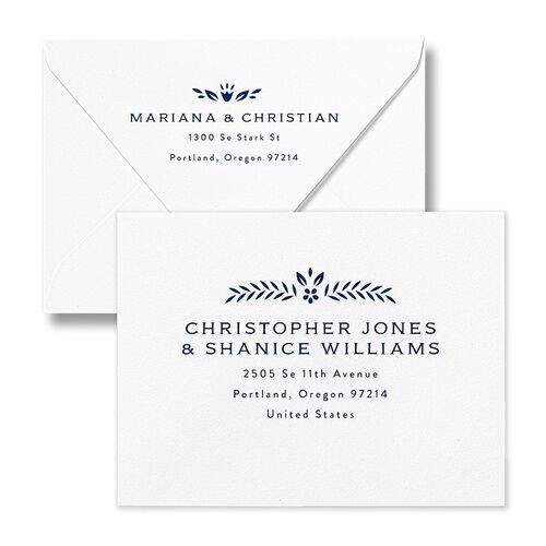 Papel Picado De Mexico Thank You Card Euro Envelopes White Navy Both Recipient and Return Addresses Luxe Signature