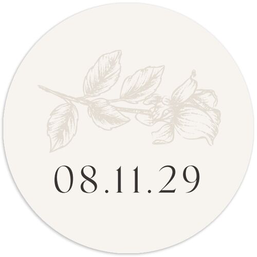 Botanical Luxury Wedding Stickers Pure White Circle