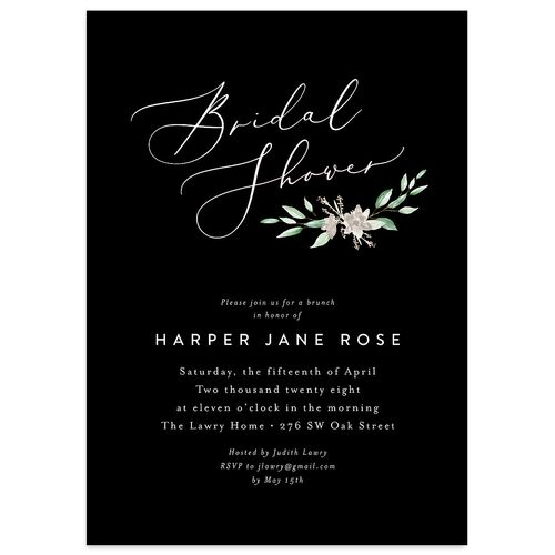 Watercolor Crest Bridal Shower Invitations Licorice Signature Blank Standard